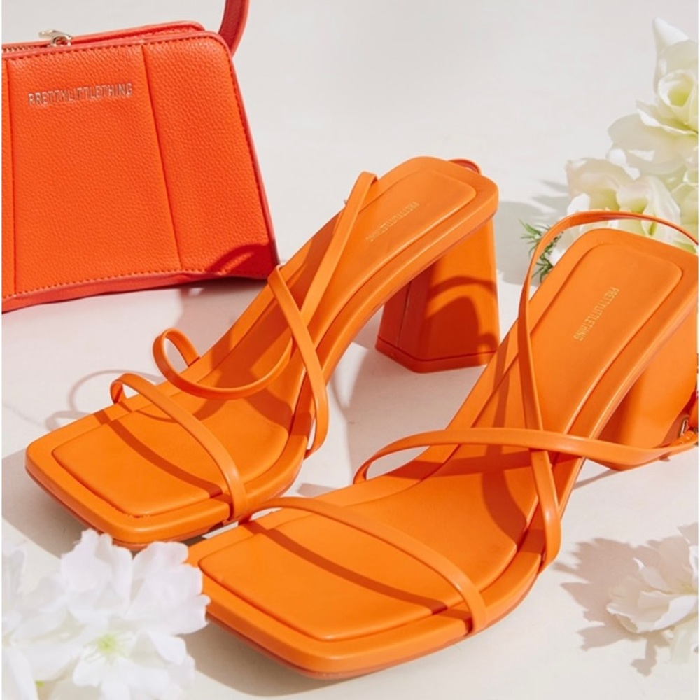 Brand new! PrettyLittle Thing orange strappy heels